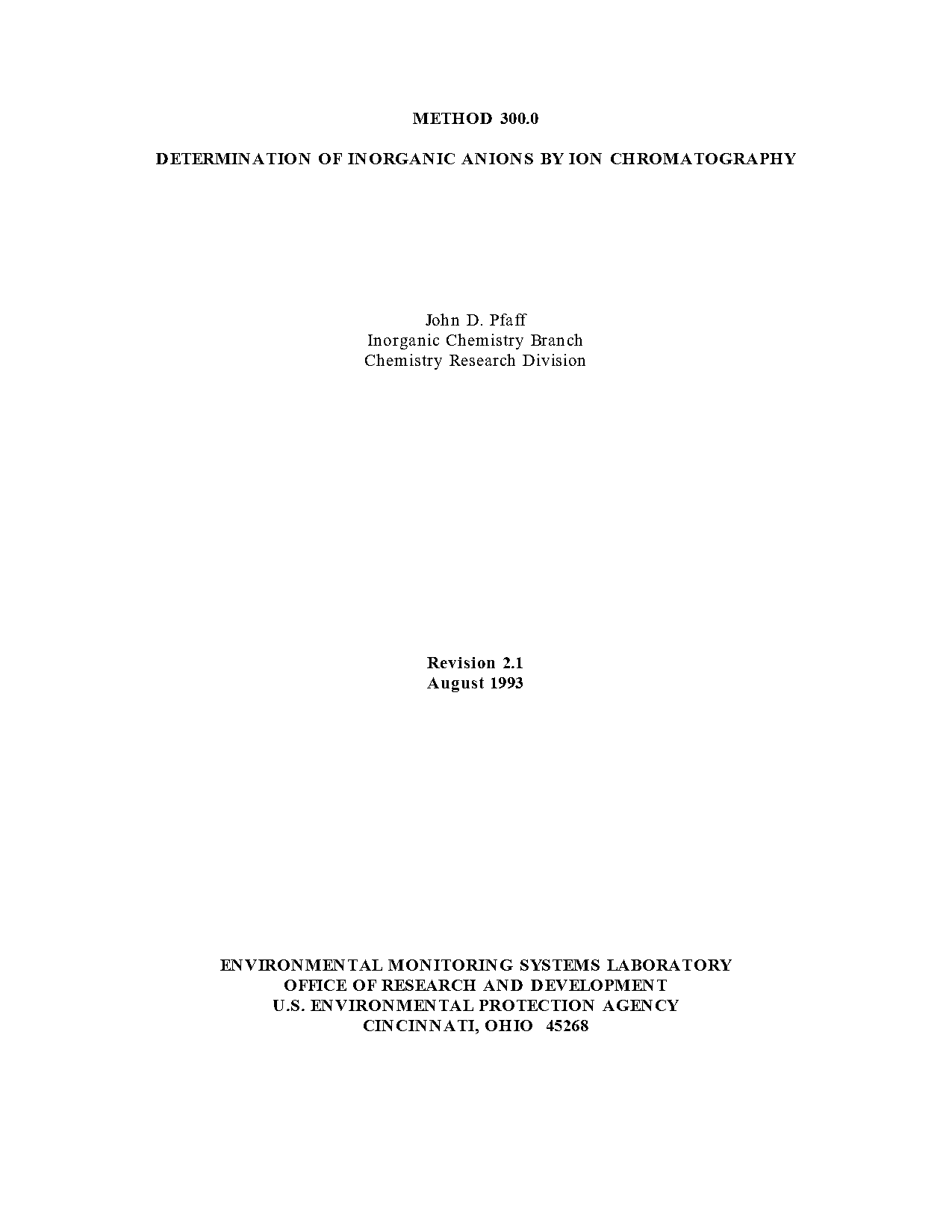 anion chromatography lab report